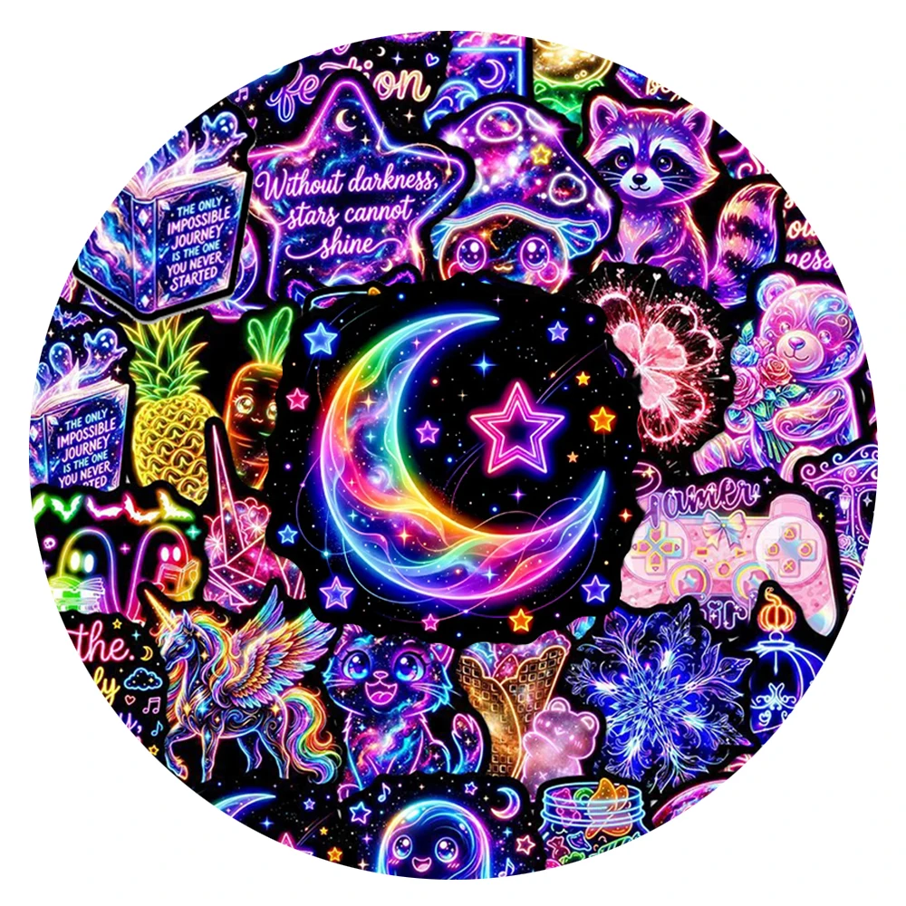 10/30/50pcs Cute Creative Colorful Neon Light Stickers Funny Cartoon Waterproof Sticker Laptop Motorcycle Phone Graffiti Decals