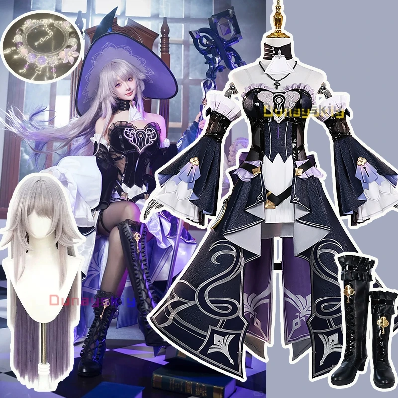 

New The Herta Cosplay Game Honkai Star Rail Costume Purple-Black Court Dresses Lolita Skirt Wig Women's Dresses Anime Party Suit