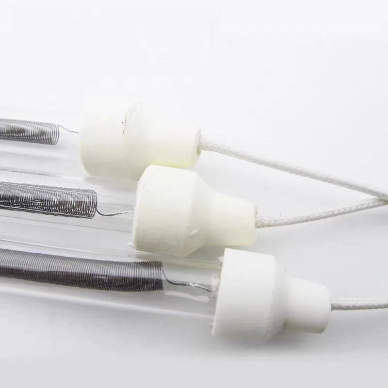 HoneyFly 5pcs Heating Lamp Tube 400W 220V Clear With Cable Quartz Nickel-chromium Filament Heating Element Disinfection Cabinet