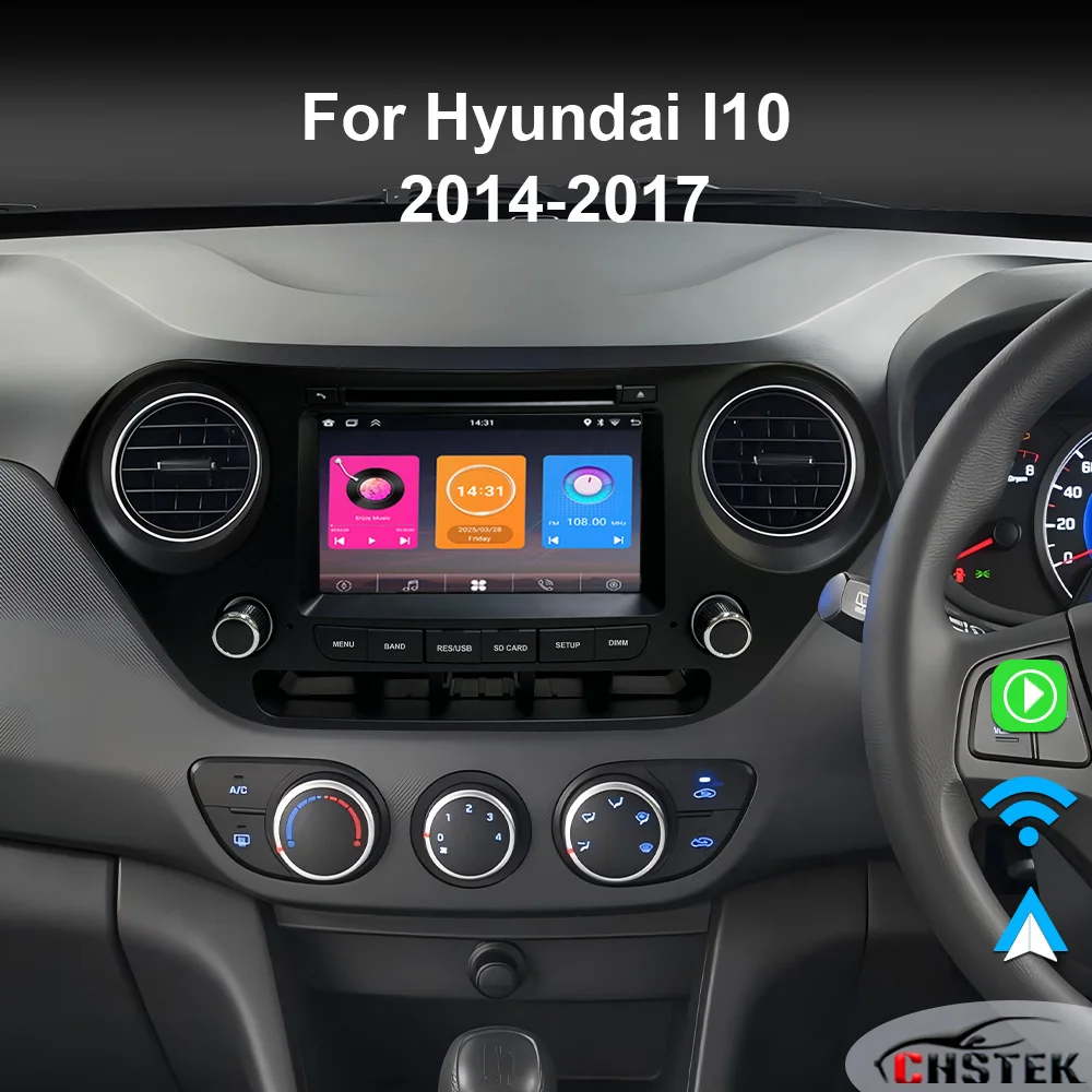 Radio para coche CHSTEK para Hyundai i10 Grand i10 2013 2014 2015-2018, navegación Android, Bluetooth, GPS, WIFI, compatible con Carplay inalámbrico
