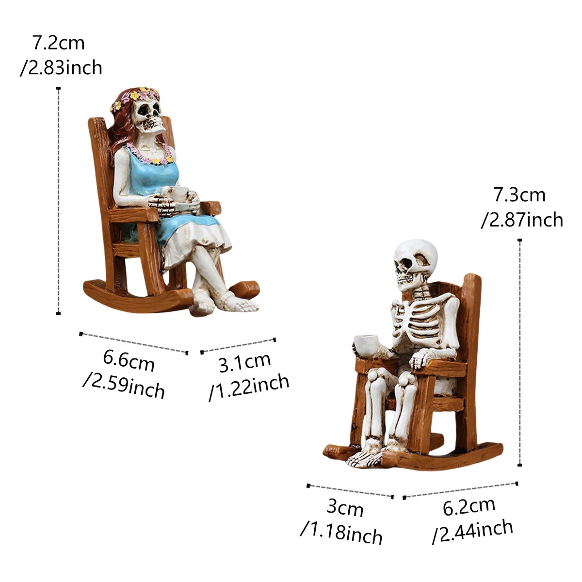 2pcs Lounge Chairs for Coffee, Skeleton Couple, Halloween Home Decoration Ornaments, Gothic Outdoor Garden Decoration Bonsai Sta - view 6