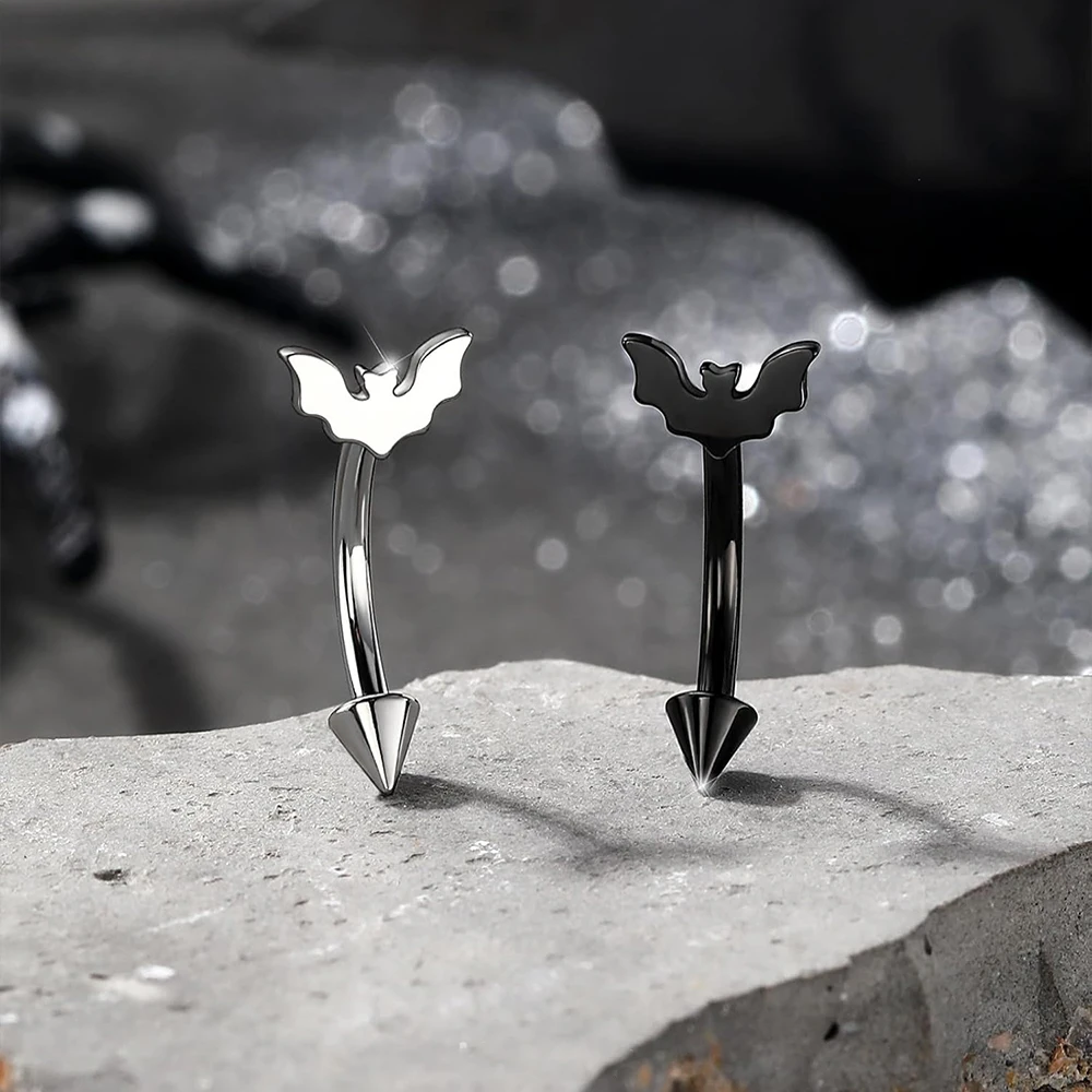 2pcs 16G Bat Rook Eyebrow Ring Vertical Labret Lip Piercing