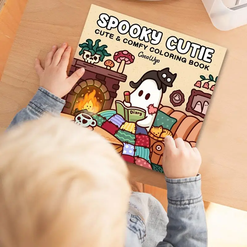 Spooky Cutie Coloring Book For Adults And Teens Featuring Adorable Creepy Creatures In Cozy Hygges Moments For Relaxation