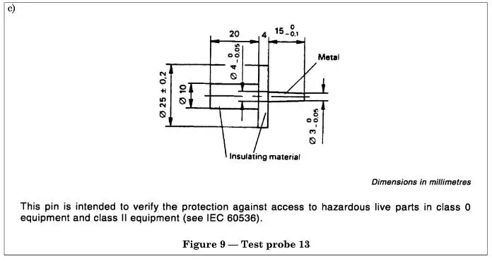 IEC61032 Fig9 Short Pin Probe 13 for Hazardous Access Test