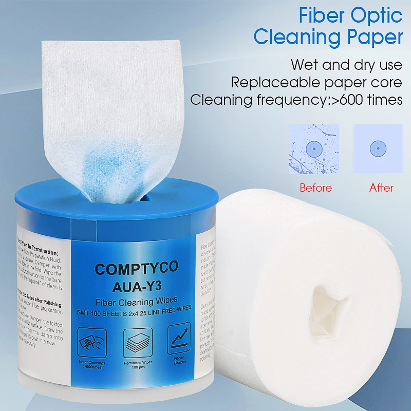 

AUA-Y3 Optical Fiber Cleaning Wipes Dust-free Platform Low Lint Paper FTTH Tools 100pieces / box