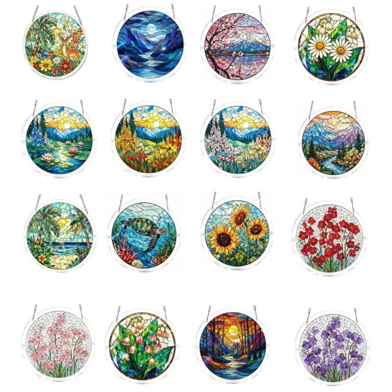 62KD Jigsaws Puzzle Suncatchers 2D Acrylic Stained Glass Effect Window Hanging Garden Decors Valentines Day Gift for Womens