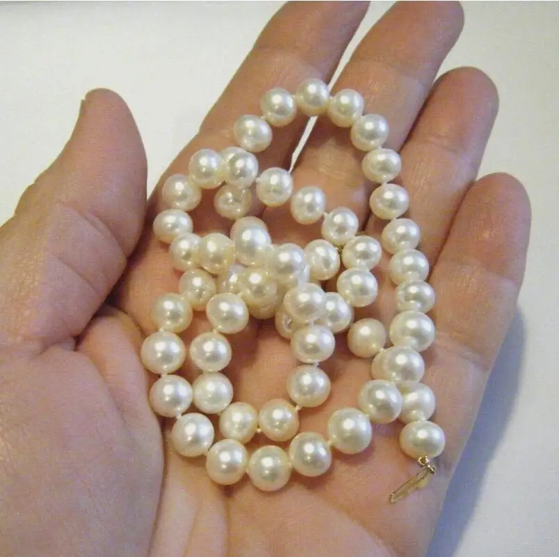 AAAA Japan Akoya 8-9mm White Japanese Akoya Pearl Necklace 18 inches 14k white gold 《Same style bracelet 7.5-8inch》