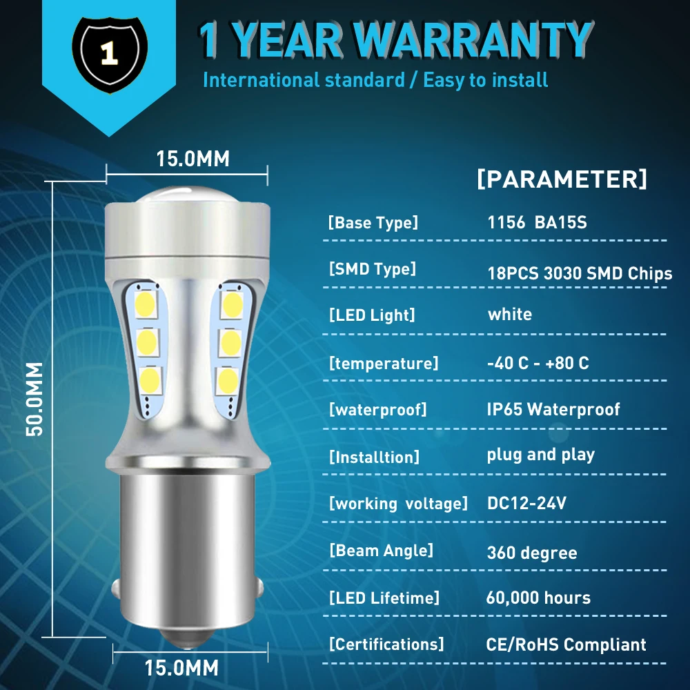 Livre de Erro 1156 Lâmpadas LED Cauda Projetor, Parar e Luzes de Freio para Chevrolet Sail 3 2014-2015, 2PCs