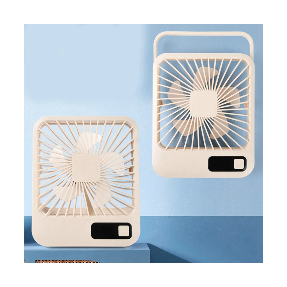

Digital Desktop Convenient Home Student Dormitory Office Mute Portable Multifunctional Charging Mini Fan, White