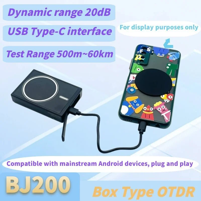 BJ200 Box Type OTDR,Dynamic range 20dB,USB Type-C interface,Test Range 500m~60km,Pulse Width 3ns~10us,Android phoneAPP operation