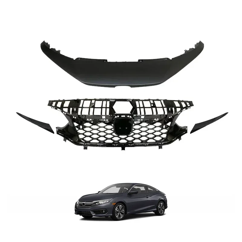 High Quality  automotive parts Type-R Style Front Mesh Grille With Upper Cover For  2021-2022