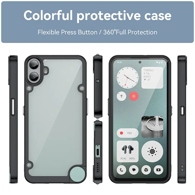 غطاء خلفي مات شفاف مقاوم للصدمات مع وسادة هوائية لهاتف CMF By Nothing Phone 1 غطاء هاتف صلب مع إطار سيليكون لـ Nothing CMF Phone1 - 2