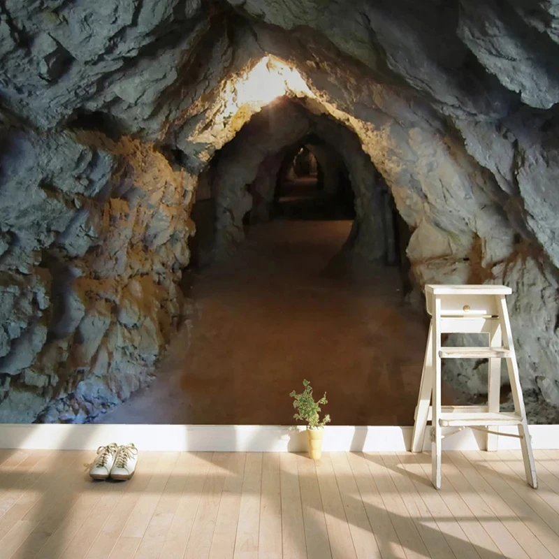 Customized Photo Mural 3D Original Cave Tunnel Stone Wallpaper Creative Living room sofa TV background wall bedroom restaurant