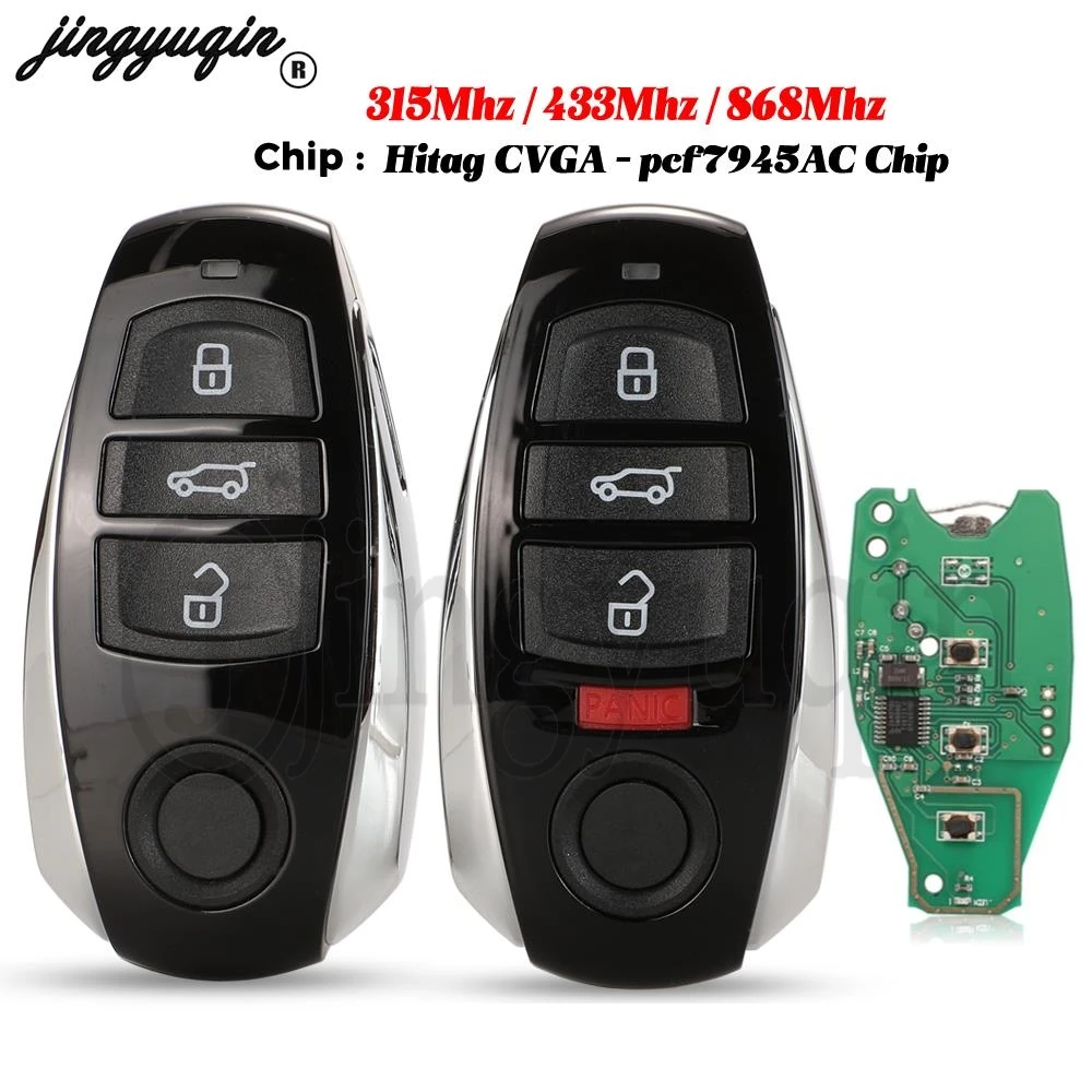 

jingyuqin 3/4 Buttons For VW Volkswagen Touareg 2010-2014 Smart Remote Car Key Fob 315Mhz 433Mhz 868Mhz HitagCVGA PCF7945AC Chip