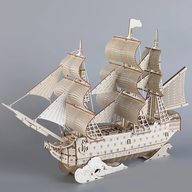 

Warship Wooden 3D Puzzles HMS Victory Vessel British Classic Ship Sailboat Model Kits DIY Educational Toys For Children Kids