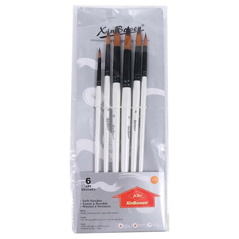 

Wooden Handle Watercolor Painting Brushes Practical Portable Watercolor Brush Nylon Professional Acrylic and Oil Brushes