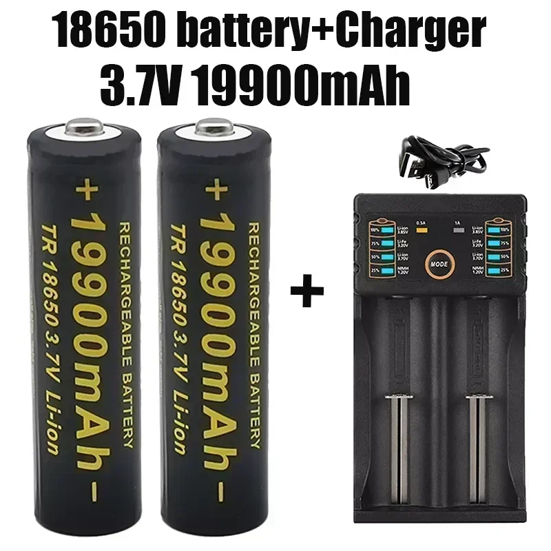 100% ใหม่ 18650 แบตเตอรี่ลิเธียมไฟฉาย 18650 แบตเตอรี่ 3.7V 19900 Mah สําหรับไฟฉาย + 201 charger