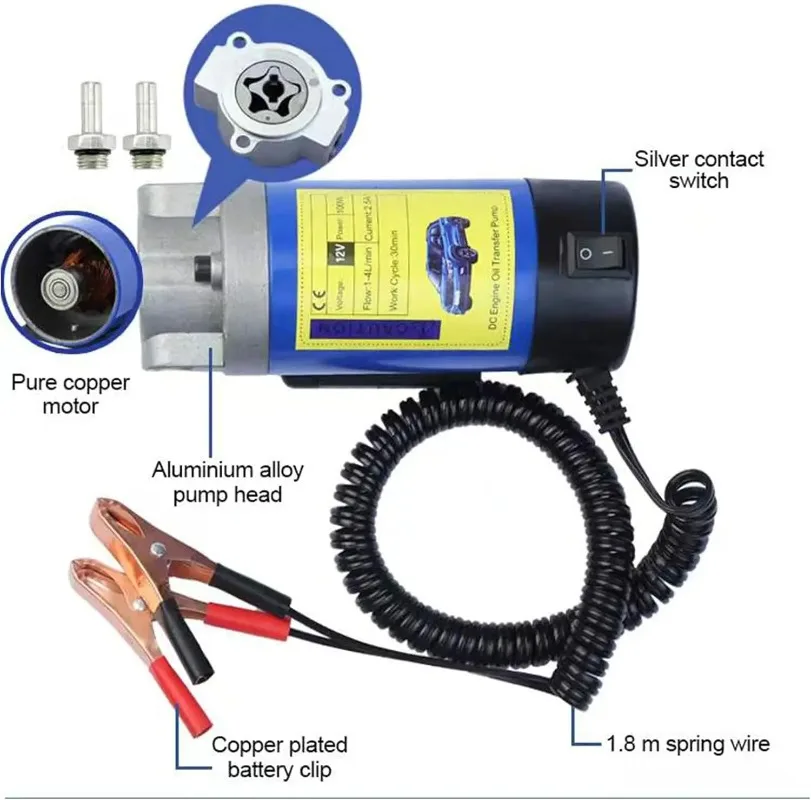 

12V 100W Engine Oil Pump, Electric Oil Change Extractor Pump, Diesel Extractor Pump Equipped With 3 Pipes-Low Noise