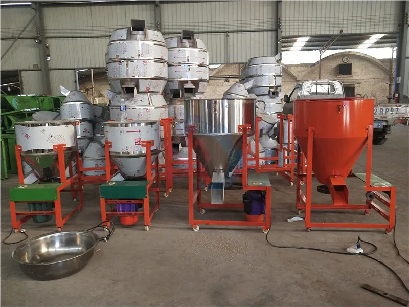 스테인레스 스틸 컬러 전기 수직 믹서 피드, 곡물 씨앗 분말 입자 혼합 기계, kW 100KG