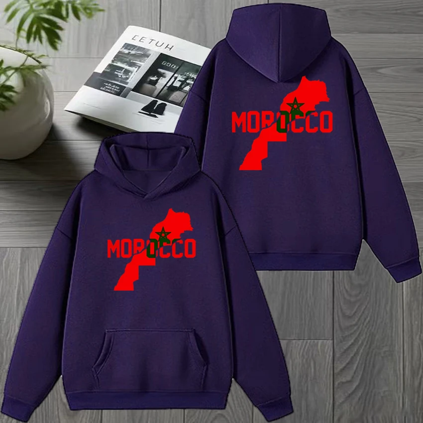 خريف شتاء المغرب harajuku جديد في مزدوجة الوجهين طباعة قلنسوة سوداء الرجال النساء الصوف بلوزة كاجوال للجنسين موضة البلوز #5