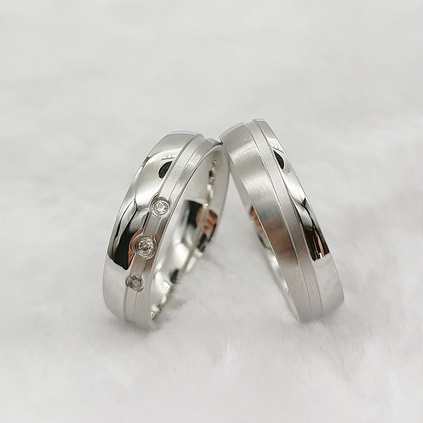 أربطة زفاف متطابقة للذكرى السنوية والخطوبة والمناسبات الرومانسية 316L خواتم زوجين من الفولاذ المقاوم للصدأ لا تتلاشى #4