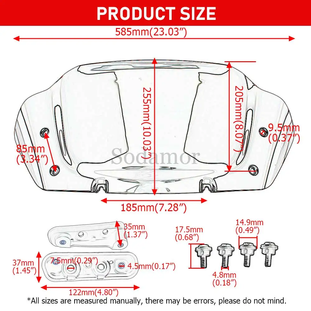 الزجاج الأمامي للدراجة النارية مقاس 10 بوصات منحرف الرياح للزجاج الأمامي لدراجة Harley Street Glide FLHX/I CVO FLHXSE 2023 2024-Later