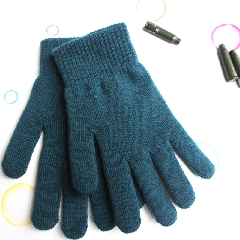 Knitted Gloves For Women Men Winter Warm Thick Full Finger Gloves Stretch Windproof Outdoor Sport Full Finger Mittens