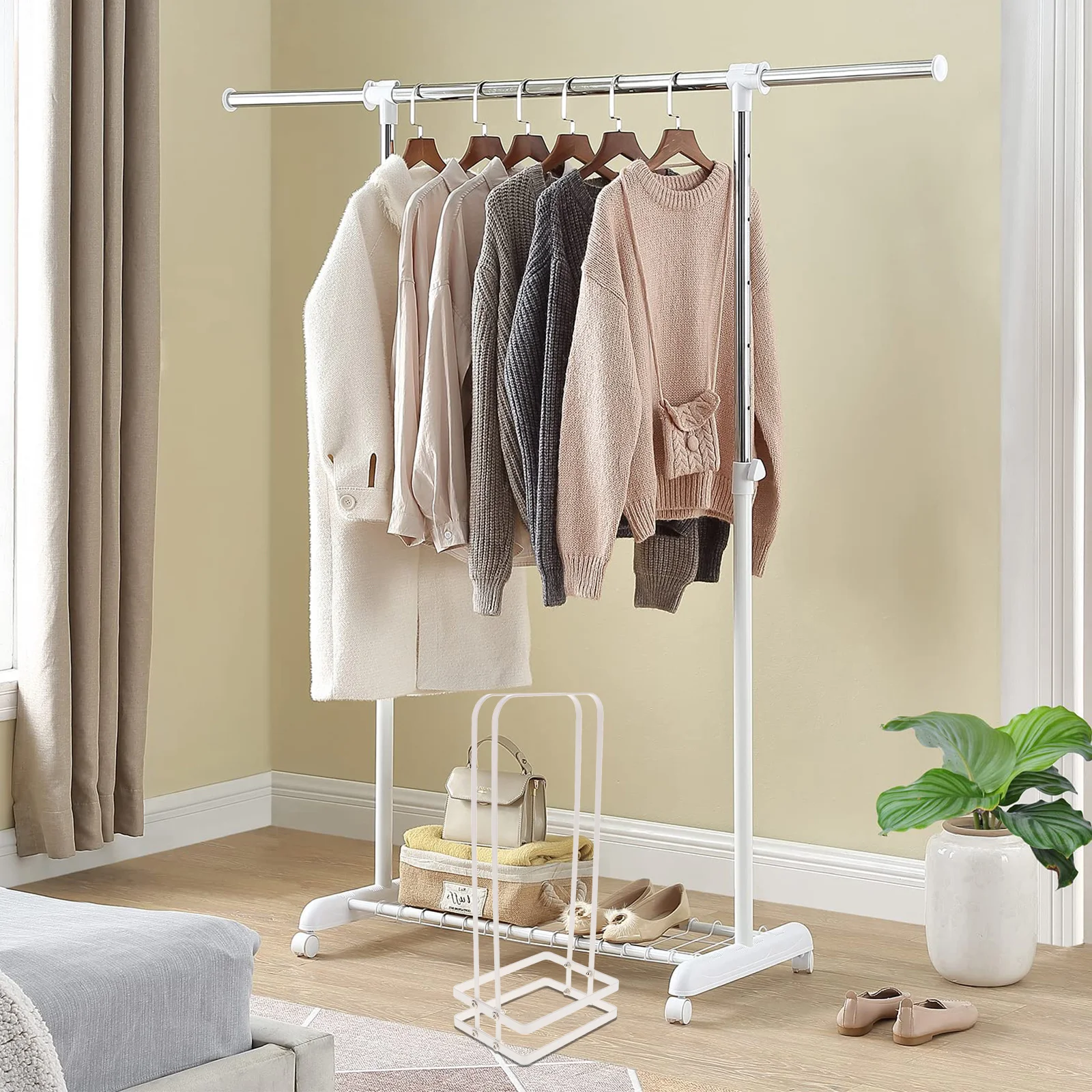 منظم رف الشماعات العمودية، حامل معدني قوي للشرفة، شماعات ملابس، مساحة تخزين، موفرة للمساحة #6