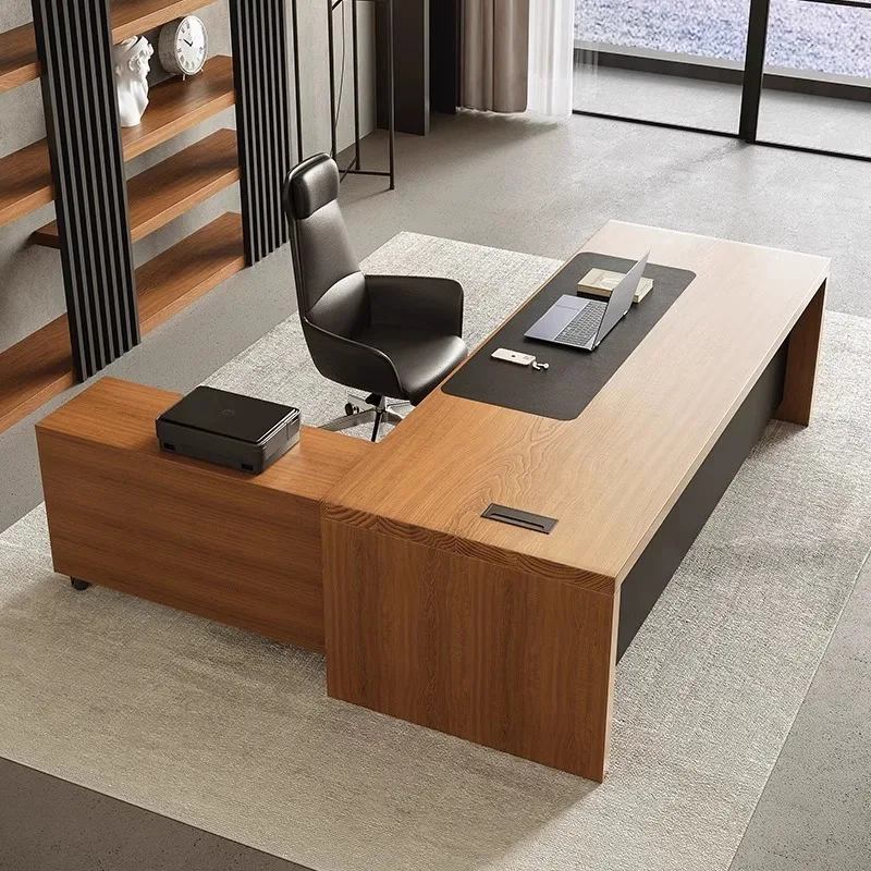 Solid wood desk boss desk creative manager president office computer desk storage
