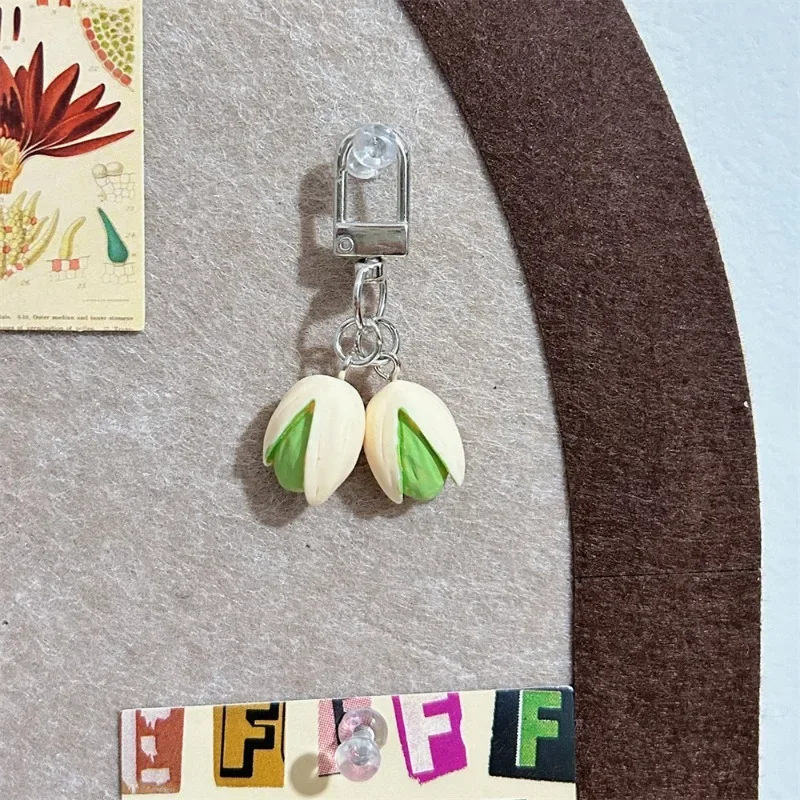 Resin Simulation Pistachio Keychain Food Toy Creative Ins Keychains Bag Pendant Korean Version Cute Gift Car Key Accessories