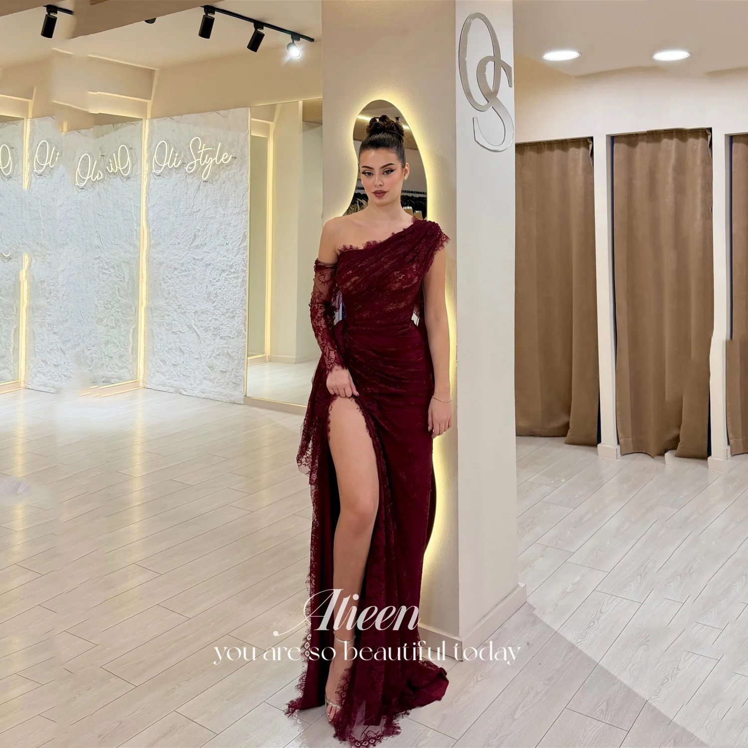 

Роскошные женские вечерние платья Aileen Lace для особых случаев, выпускные платья, индивидуальный пошив, фасон «русалка» с боковым разрезом, элегантные праздничные модели от известных брендов