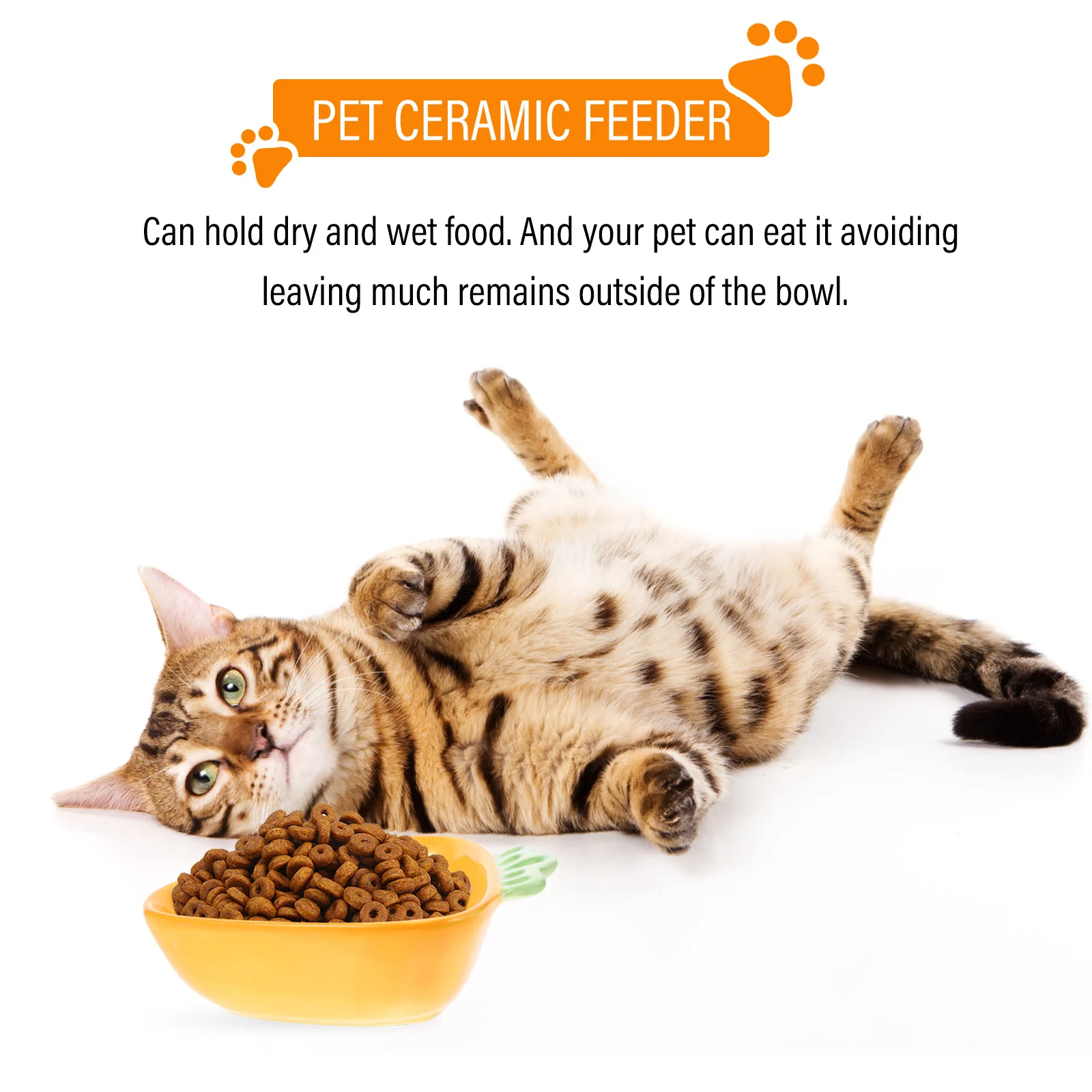 

Pet Ceramic Bowl Durable Orange Carrot Shape Feeder for Rabbit Hamster Small Pets Pet Ceramic Feeder