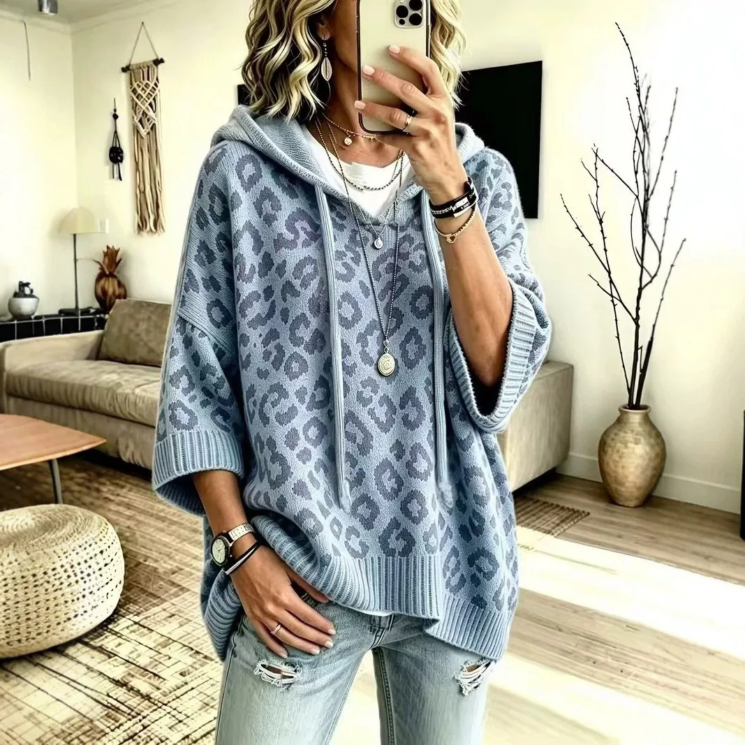 Women's Winter Clothing Sale Hoodie Round Neck Long Sleeve Loose Fit Medium Weight Knit Color Block Pocket No Button Casual