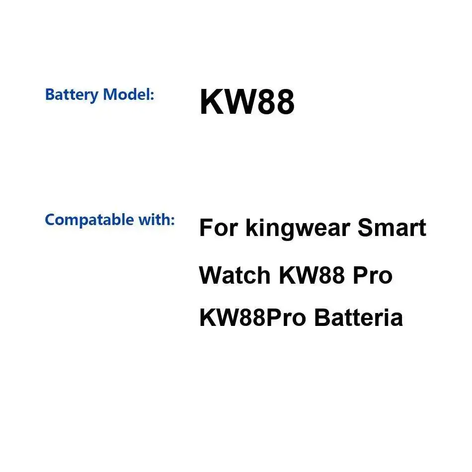 Durable Premium Replacement 350mAh For Kingwear Smart Watch KW88 Pro KW88Pro Batteria for Smart Watch Battery