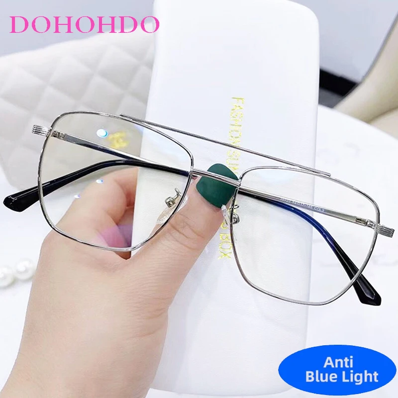 Retro Twin Bridge Pilot Anti Blue Light Computer Glasses Women Men Classic Brand Designer Eyeglasses For Office Work Lentes Очки