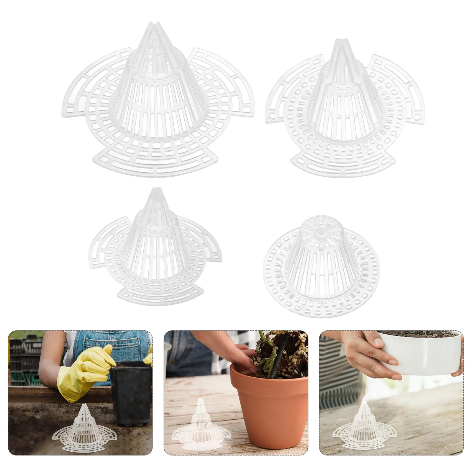 20Pcs Plastic Flower Pot Bottom Mesh Pads Drainage Net for Orchids Bonsai Breathable Root Aeration Soil Leakage