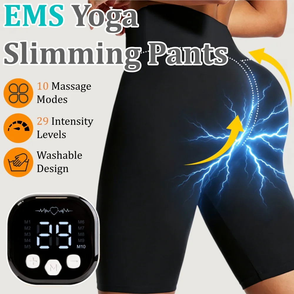Ems Smart Muscle Stimulation Massage Pants Microcurrent Leg Shaping Shorts Intelligent Buttock Trainer Leg Slimming Yoga Pants