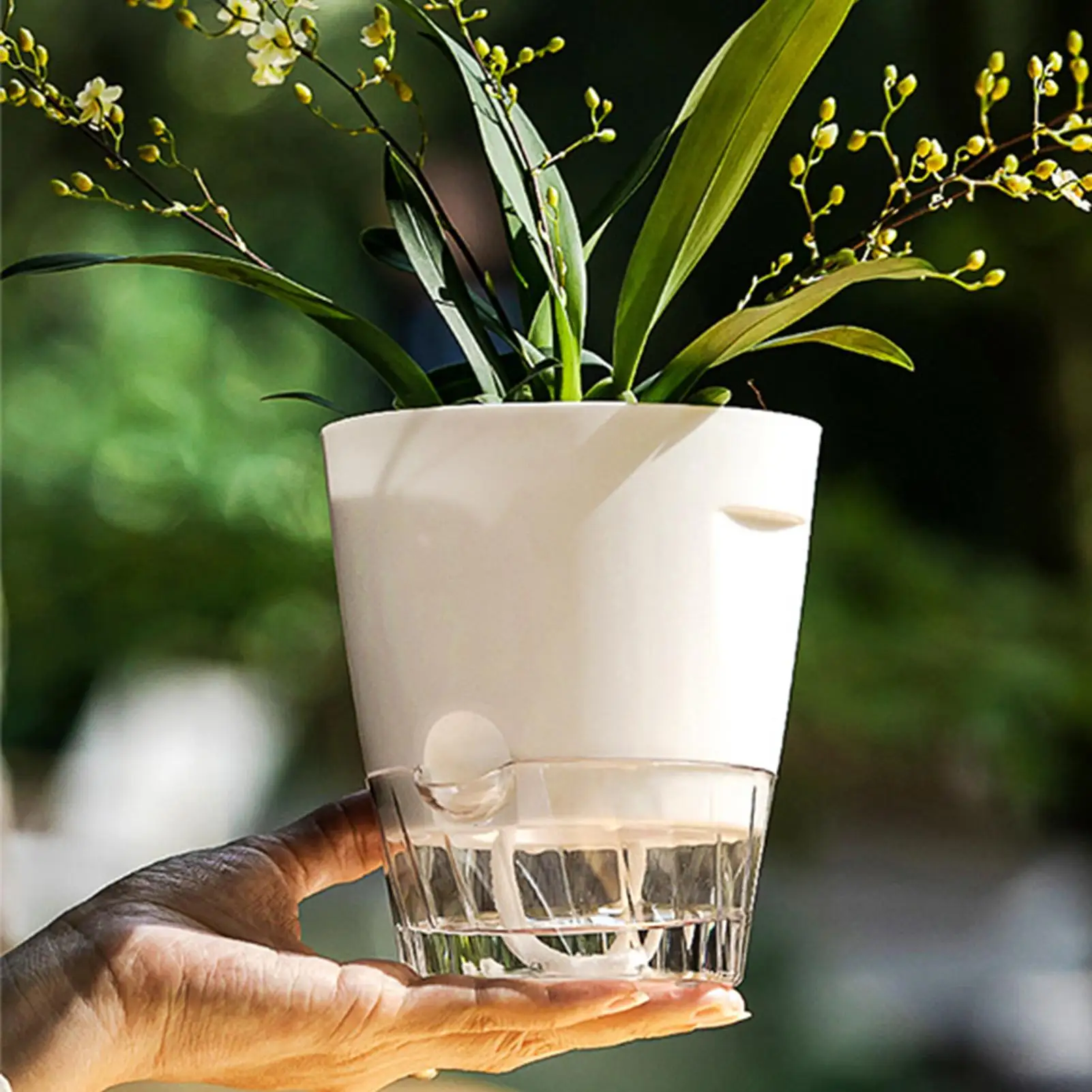 

Self Watering Pots 5 Pieces Grow Box Nursery Pots with Water Level Indicator for Indoor Living Room Balcony Patio Deck Porch