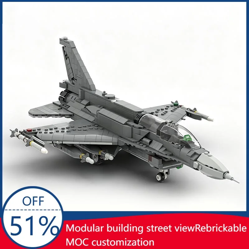 1422PCS F-16D Block 70 Fighter Jet MOC Model Custom Blocks DIY Assembly Educational Toy For Military Aircraft Fans Display Gift
