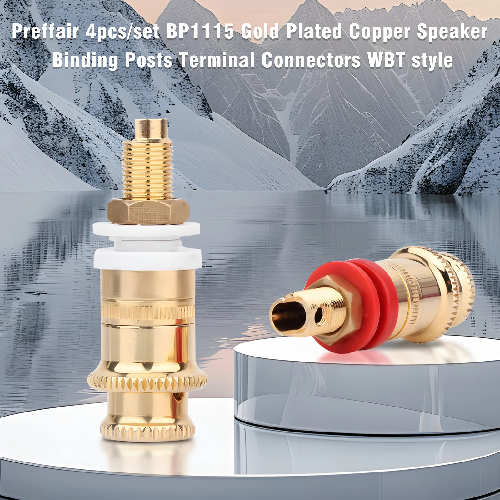 Preffair Brass Gold Plating Speaker Terminal Binding Post Amplifier Connector Suitable For 4mm Banana Female socket Plug