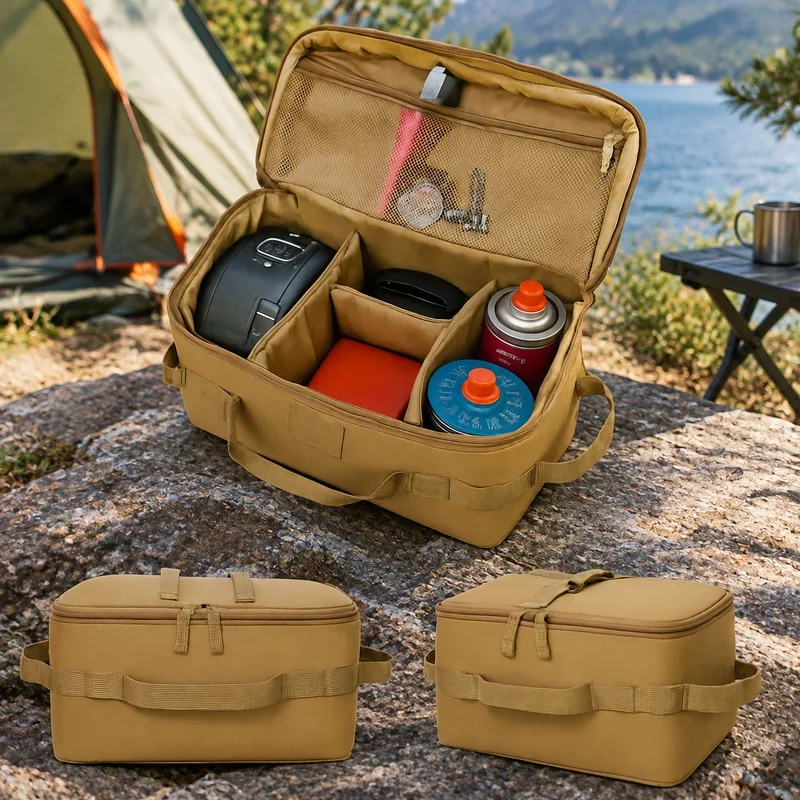 Durable Large Camping Storage Bag with Stakes for Outdoor Cookware, Tools, and Gas Tanks