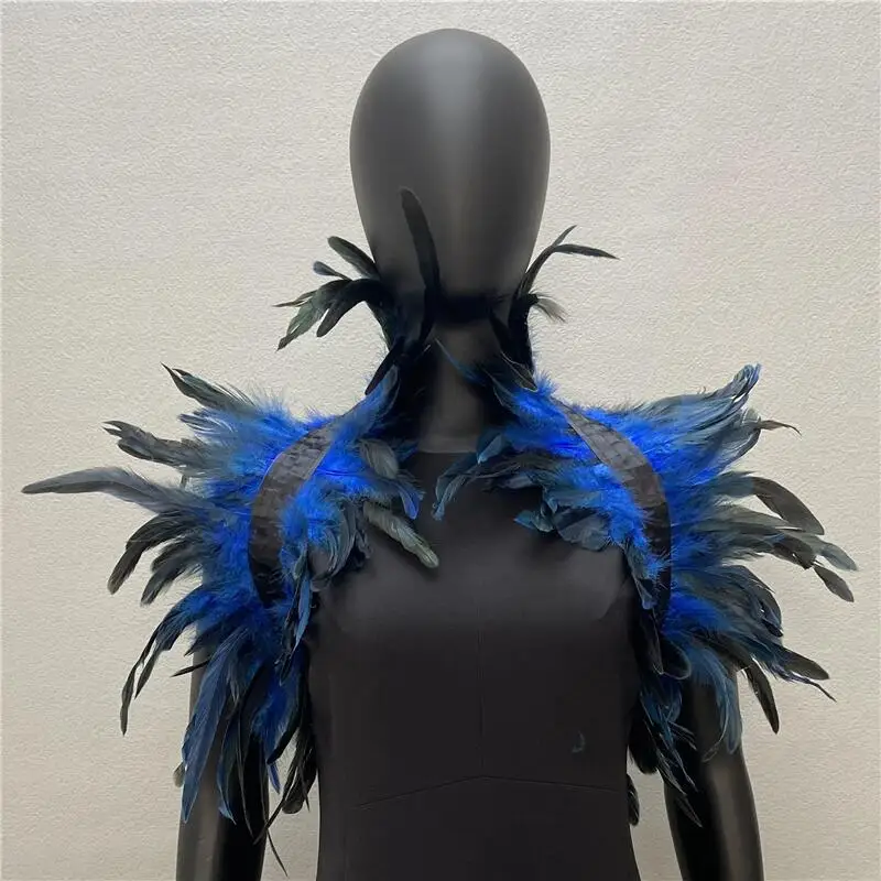 Chal de capa de plumas con cuello de encaje, traje de actuación en escenario suave para baile, gala, fiesta de noche, versátil con chalecos, vestidos