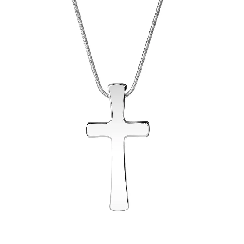 Loyal Moon Polished Tungsten Steel Pendants Scratch Proof Cross With Stainless Necklace For Couples, Engraving