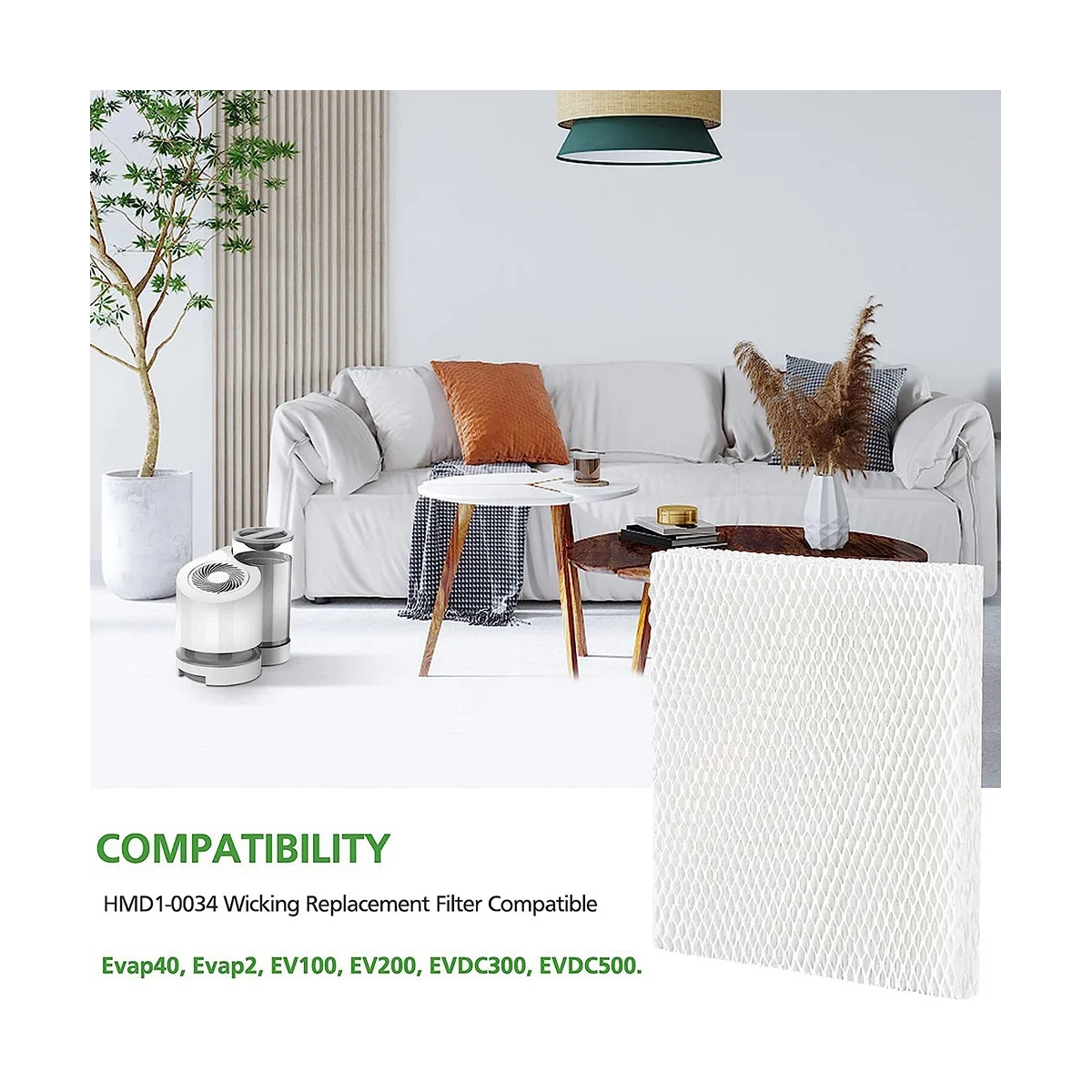 A09G-MD1-0034 Filtro de mecha de humidificador de repuesto compatible con los modelos de humidificador evaporativo Evap40, Evap2, EV100 y más