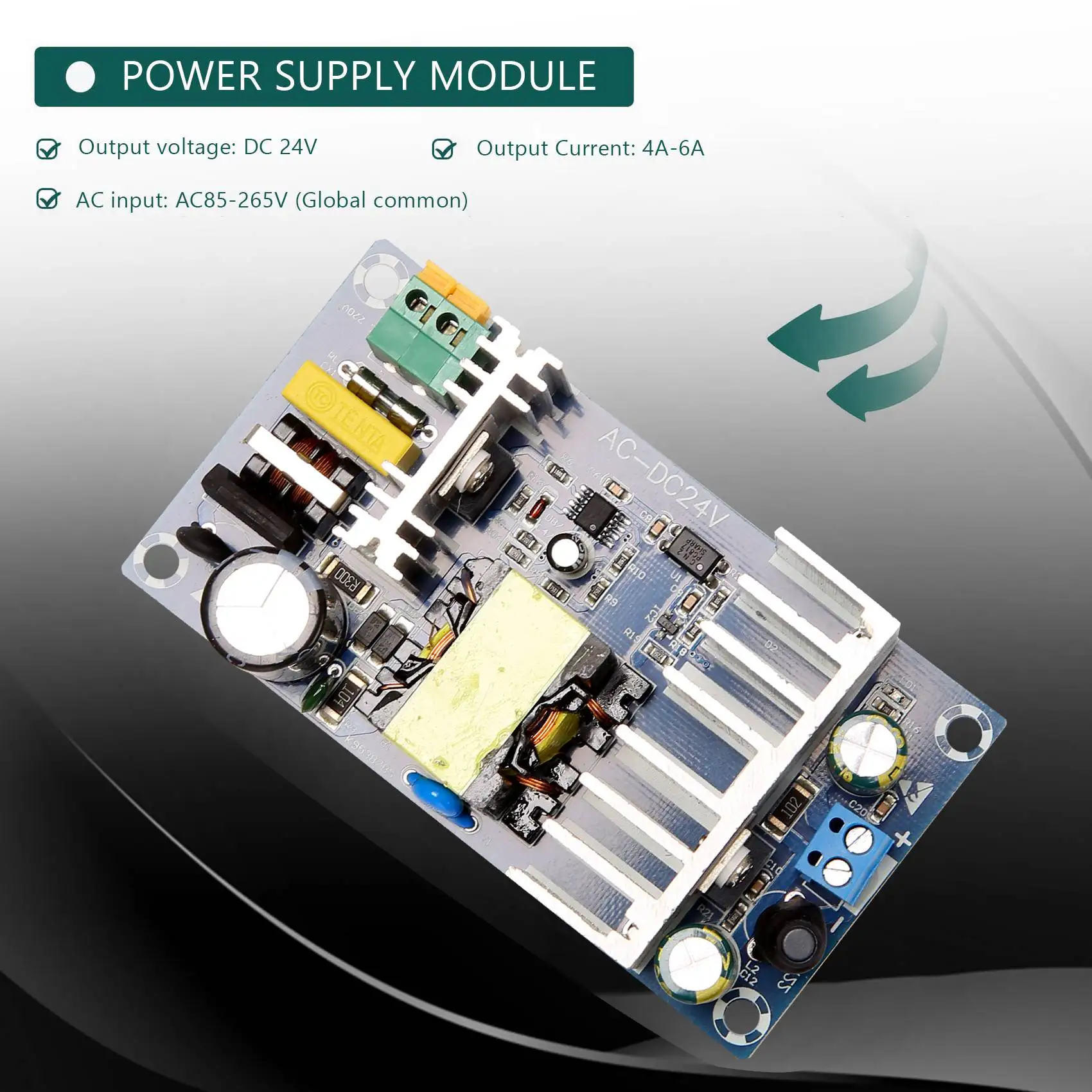 AC 110V 220V To DC 24V 6A AC-DC Switching Power Supply Board Module Buck Converter 100W XK-2412-24 DC Power Supply User-Friendly