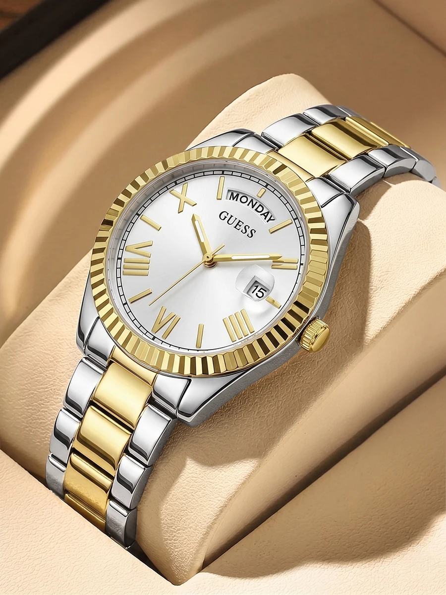 Guess GW0308L6 Luxury Women Watches Luna Stainless Steel Rhinestone Multifunction Quartz Ladies Wristwatch Relogio Feminino 36mm