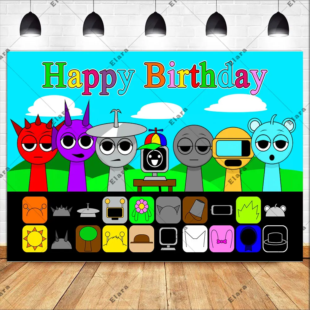 Cartoon Hot Game Incredibox-Sprunki Children's Birthday Party Decor Baby Shower Background Banner Photo Shoot Props Kids Gifts
