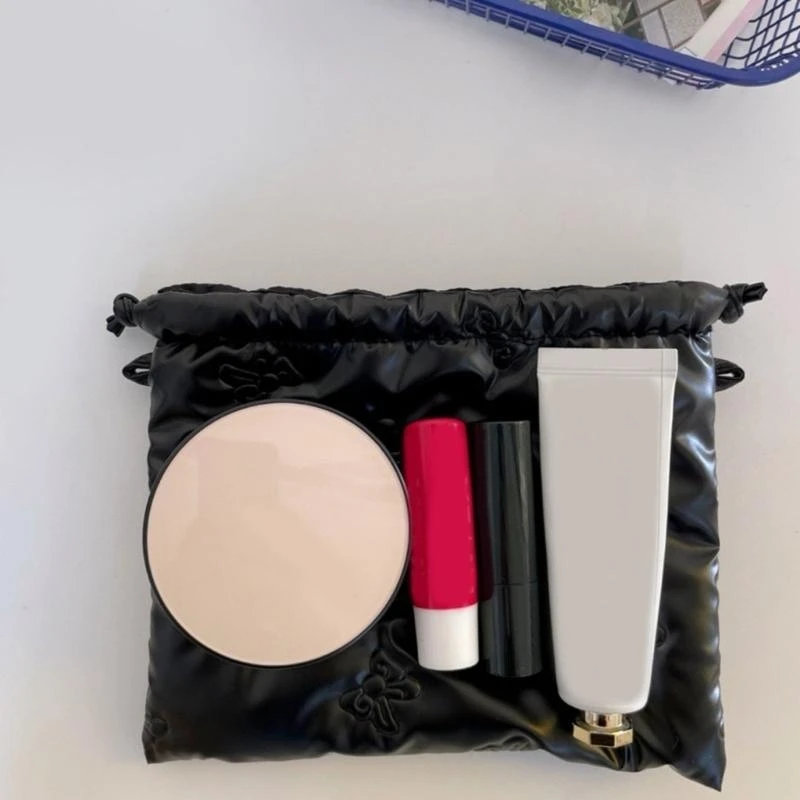 

Fashionable Bowknot PU Handbag Sophisticated PU Bowknot Jewelry Pouches with Drawstring Closure for Women Girls