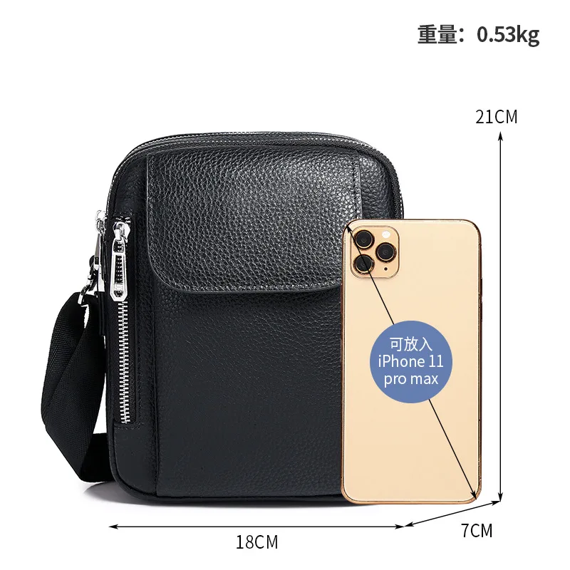 حقيبة صدر للرجال حقيبة كروس جديدة من الجلد الطبيعي الراقية ، حقيبة كتف عصرية من جلد البقر بطبقة علوية كاجوال للرجال حقيبة كتف فاخرة للرجال #5