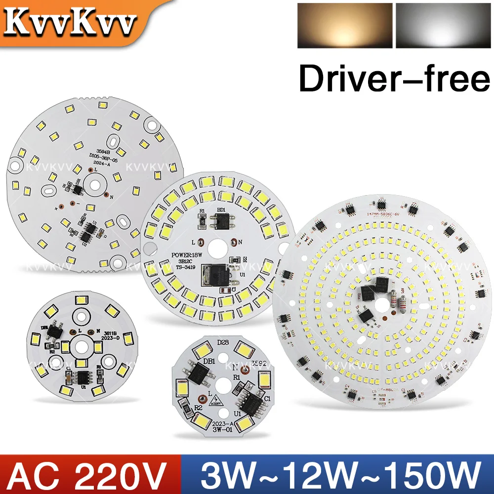 

1 шт. 220В светодиодный чип без драйвера 3W 5W 7W 9W 12W 18W 50W 100W 150W, круглые световые элементы высокой яркости для DIY светильников и прожекторов